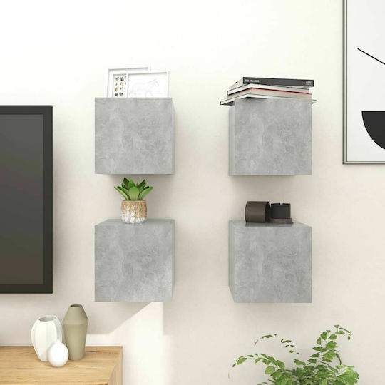 Wall Living Room Cabinet Made of Particle Board Grey Concrete 30.5x30x30cm