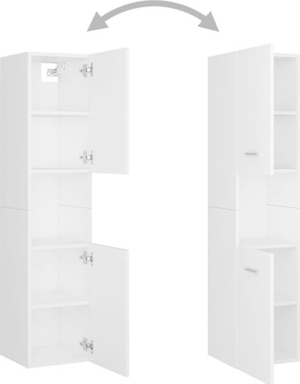 vidaXL Waschtisch mit Waschbecken, Spiegel & Säule L41xB38.5xH46cm und Schrank Weiß