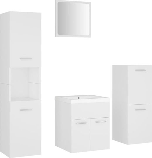 vidaXL Countertop with Sink, Mirror & Column L41xW38.5xH46cm and Cupboard White