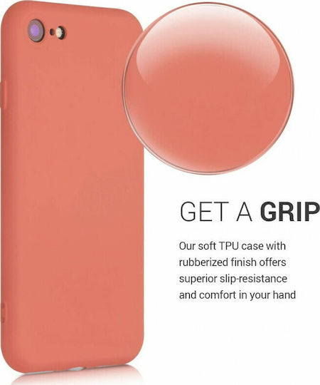 KWmobile Rubberized Umschlag Rückseite Silikon Neon Coral (iPhone SE 2022/2020/8/7)