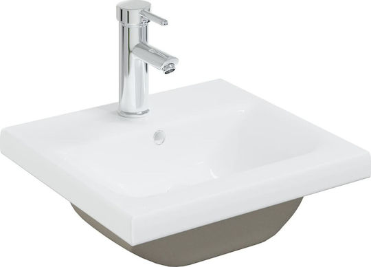 vidaXL Waschtisch mit Waschbecken, Spiegel & Säule L41xB38.5xH46cm und Schrank Weiß