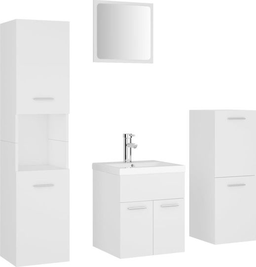 vidaXL Countertop with Sink, Mirror & Column L41xW38.5xH46cm and Cupboard White