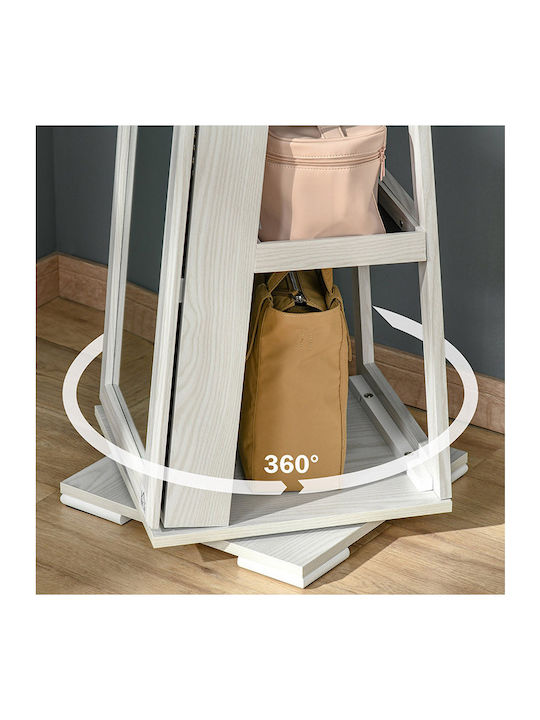 HomCom Boden- oder Standspiegel mit Weißem Holzrahmen 160x38cm