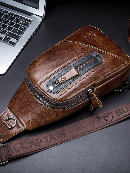 Leather Men's Bag Sling Brown