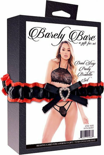 Barely Bare Dual Strap Panty Bralette Sexy Σετ Εσωρούχων με Δαντέλα & Ζαρτιέρες Black 2τμχ