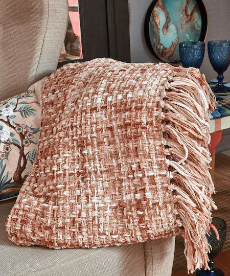 Kentia Nala Ριχτάρι Πολυθρόνας Ζακάρ 130x170εκ. Salmon Pink / Ecru