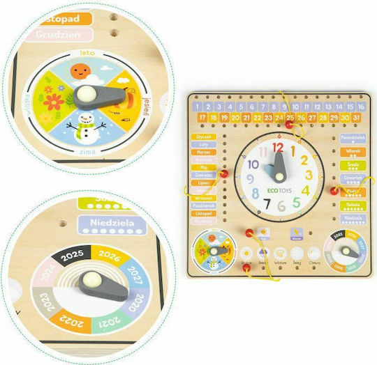 Ecotoys Πίνακας Ρολόι με Δραστηριότητες Educational Time Learning Game made of Wood for 3+ years Years Old
