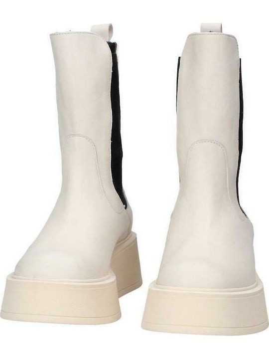 Leather Women's Chelsea Boots Ecru