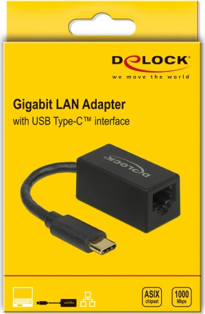 DeLock 66043 USB-C Netzwerkadapter mit Verkabelter Verbindung Gigabit Ethernet