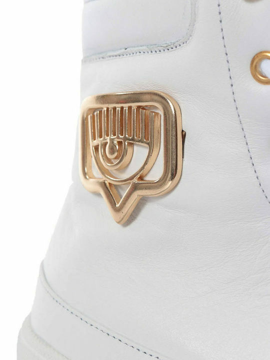 Leder Stiefeletten Damen Weiß
