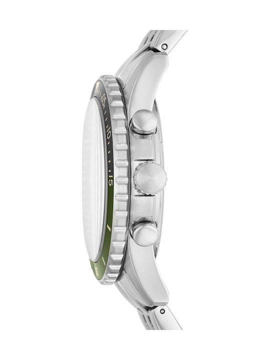 Fossil Herrenuhr 42mm Batteriebetrieb mit Silber Metallarmband