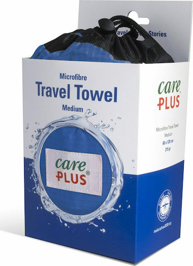CarePlus Travel Microfiber Towel Face in Case Blue 120x60cm