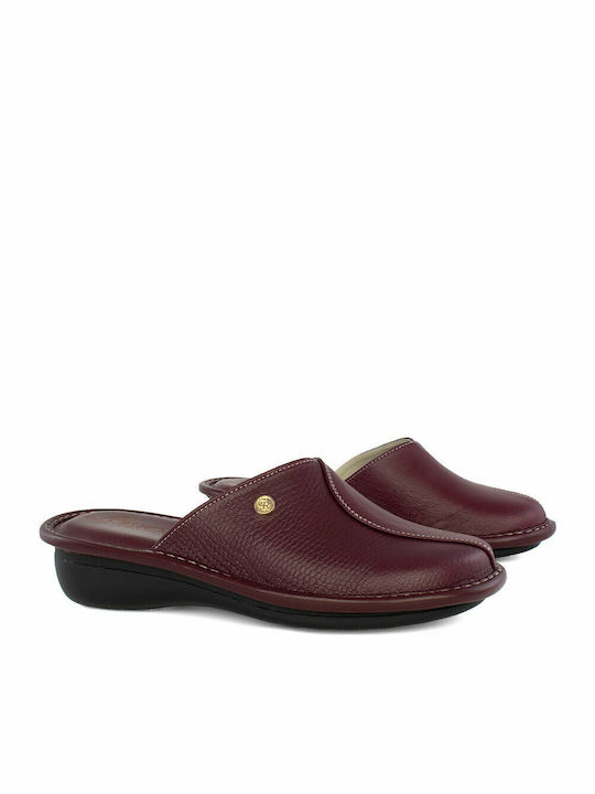 Anatomical Leather Women's Slippers Burgundy