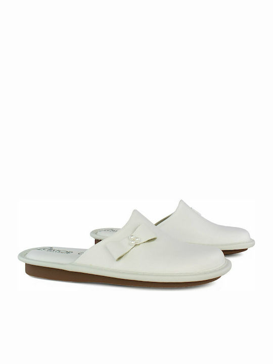 Castor Anatomic 3111 Anatomic Leather Women's Slippers In White Colour