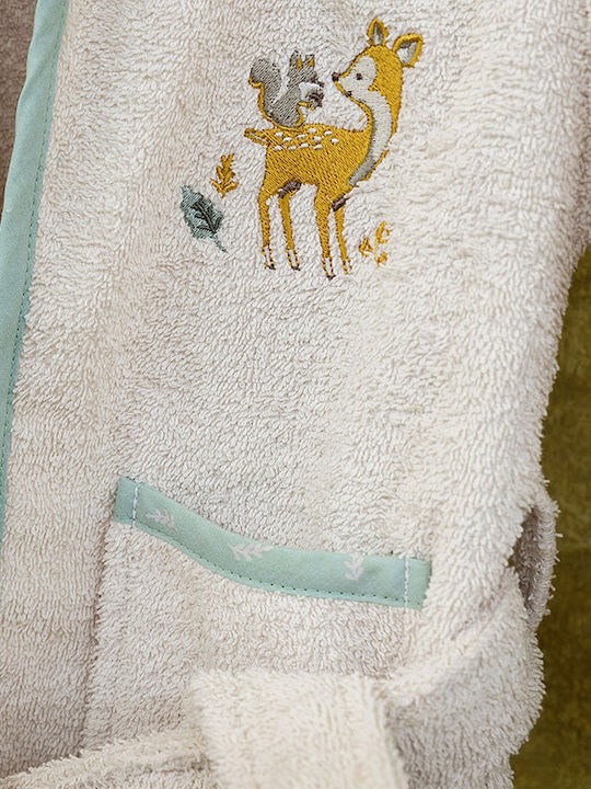 Nima Hooded Baby Bathrobe Caramel Forest Beige