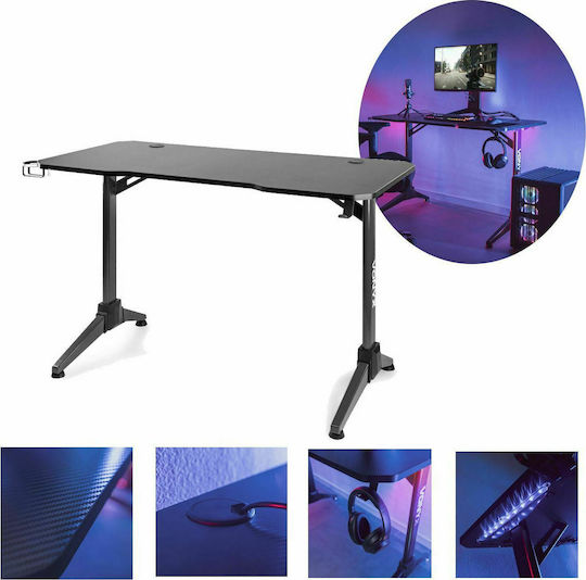 Spielbüro DB20 Holz Schwarz mit Metallbeinen, LED & USB-Anschlüssen 120x60x75cm