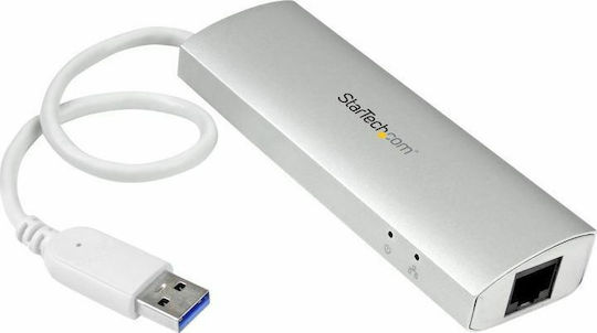 StarTech USB 3.0 4 Port Hub with USB-A / Ethernet Connection White (ST3300G3UA)