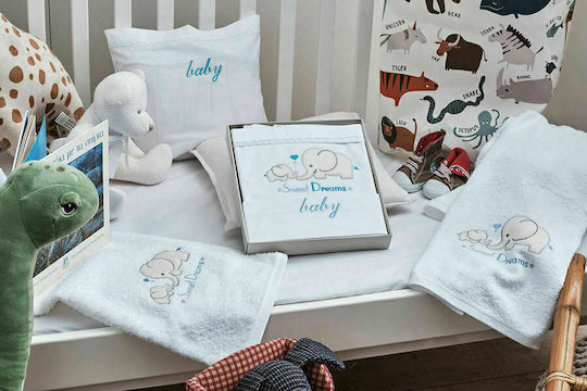 Cokitex Elephant Baby Sheets Set Crib Cotton 120x160cm 3pcs