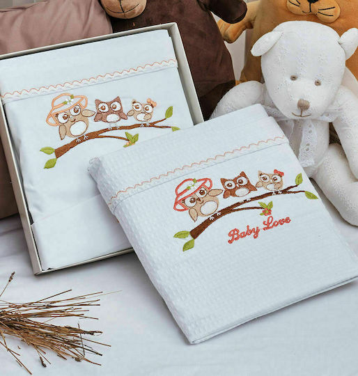 Cokitex Baby Sheets Owl Apricot White 120x160cm