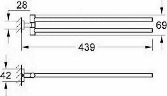 Grohe Essentials Double Wall-Mounted Bathroom Rail ​43.9x43.9cm Silver