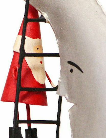 Santa Claus on the Moon Hanging Santa Claus Ornament Metallic White 6x7cm