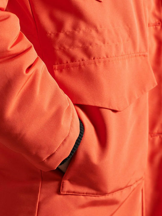 EVEREST Дълго Дамско Парка Яке с Пухкава Качулка за Зима Bold Orange