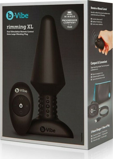 b-Vibe Rimming Plug 2 Πρωκτική Σφήνα με Δυνατότητα Ασύρματης Λειτουργίας και Δόνηση XLarge Μαύρη 17cm