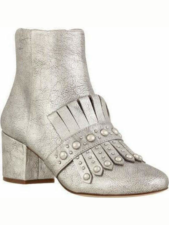 Qamile Leather Women's Ankle Boots Silver