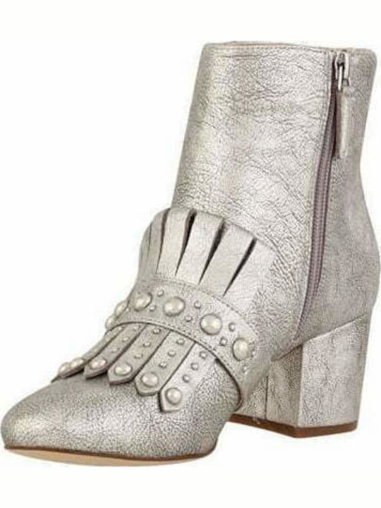 Qamile Leather Women's Ankle Boots Silver