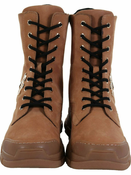 Leder Stiefeletten Damen Gelb