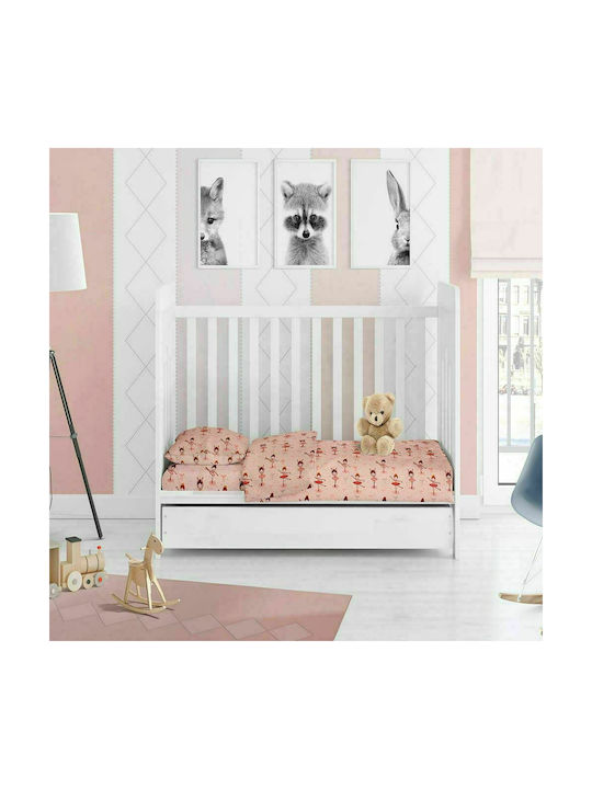 Dimcol Μπαλαρίνα Baby Bettlaken Für Wiege Flanell 165 Coral 80x110cm 1914453715116583