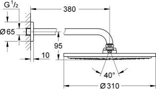 Grohe Rainshower Round Showerhead 31cm with Arm 38cm