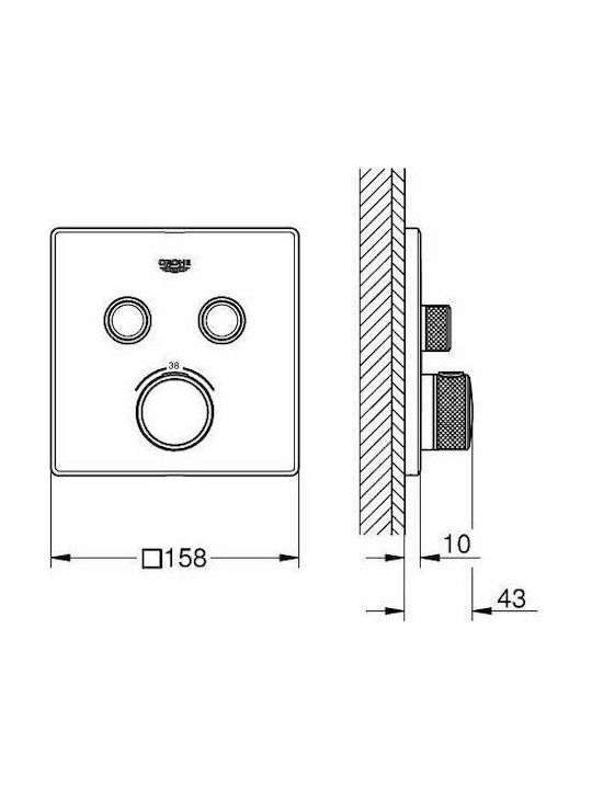 Grohe Grohtherm Smart Control für Dusche 2 Ausgänge Edelstahl