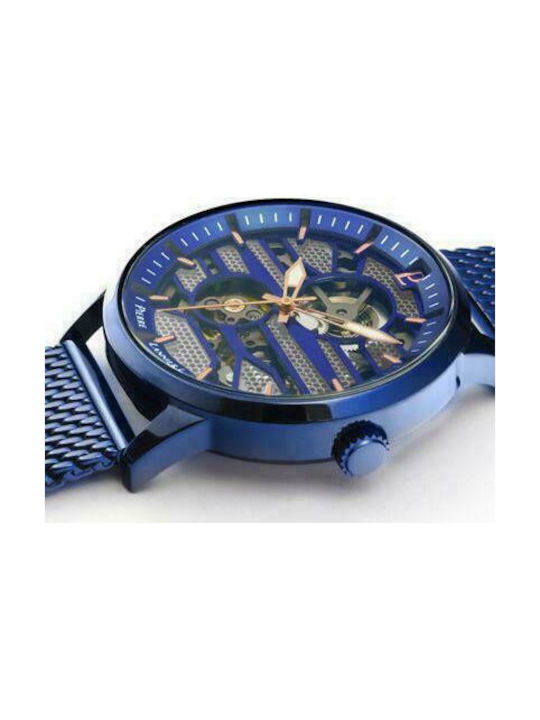 Pierre Lannier Watch Battery with Blue Metal Bracelet