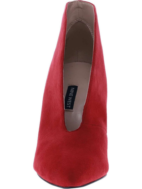 Tetty Ghete Dama de Catifea Ankle Boots cu Toc Roșii