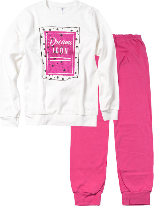 Dreams by Joyce Set Top & Bottom Kids Winter Pyjamas White