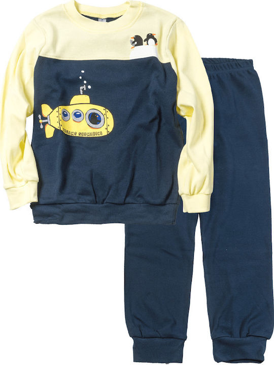 Dreams by Joyce Set Top & Bottom Kids Winter Pyjamas Navy Blue