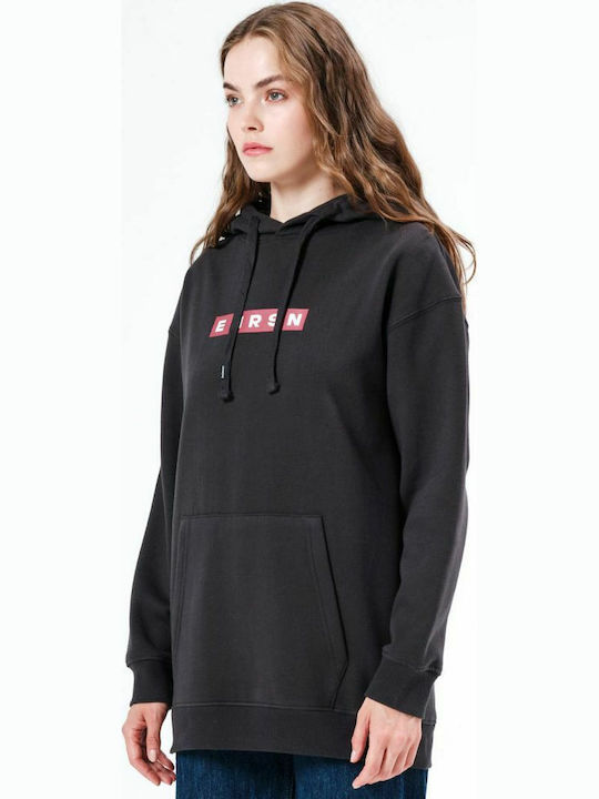 Long Women's Sweatshirt Hooded Black