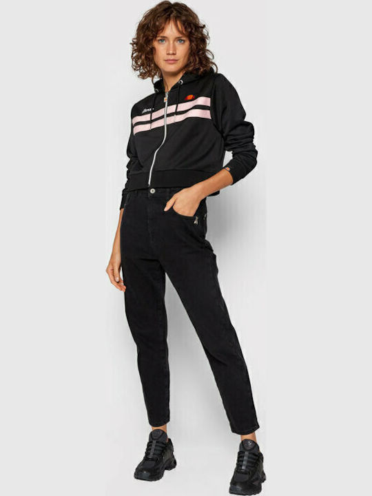 Bulito Cropped Women's Sweatshirt Jacket Hooded Black
