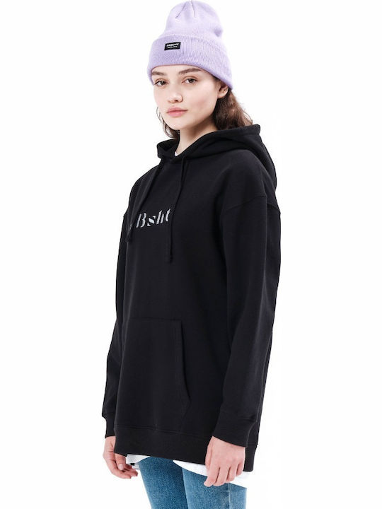 Long Women's Sweatshirt Hooded Black