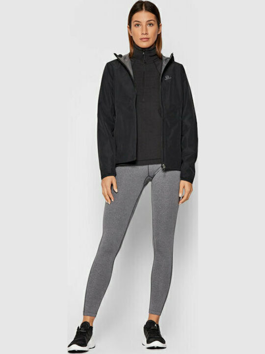 Women's Running Short Sports Jacket Waterproof for Spring or Autumn Black