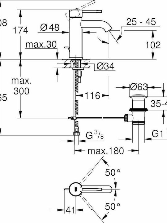 Grohe Essence Mischung Waschtischarmatur Nickel Matt