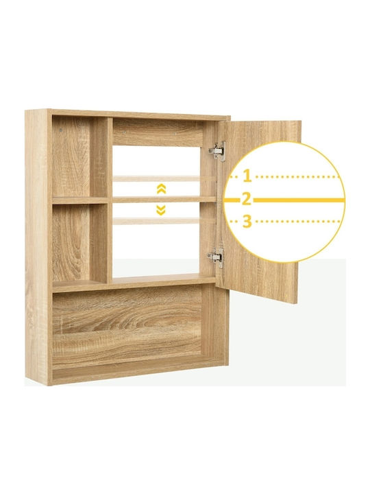 HomCom Rectangular Bathroom Mirror made of Particle Board with Shelf & Cabinet 60x76cm Brown
