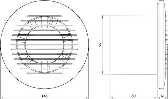 Europlast Wall-mounted Ventilator Bathroom 100mm White