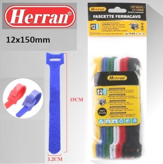 Pack of 12pcs Multicolour Velcro Cable Ties 150x12mm 87000FFR95CL