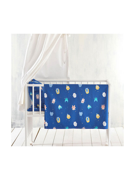 Rythmos Set Copertă de Pătuț cu Față de Pernă Busters Albastru 110x160cm.
