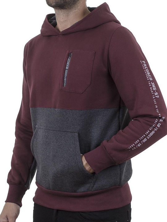 Paco & Co Herren Sweatshirt mit Kapuze und Taschen Burgundisch