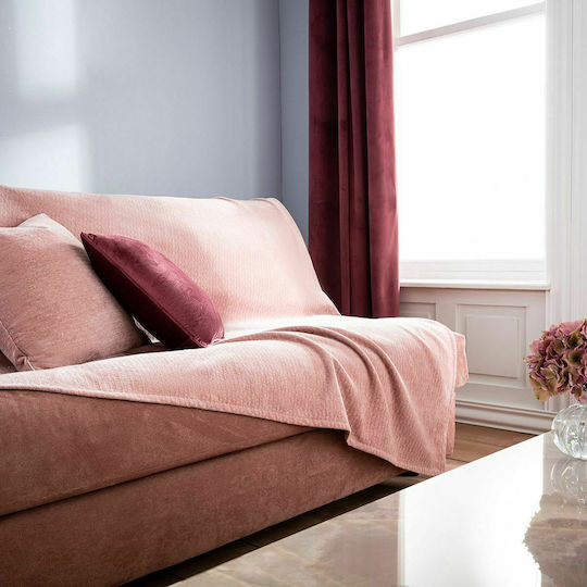 Gofis Home Valley Ριχτάρι Πολυθρόνας Chenille 180x180εκ. Sweet Pink 421/17