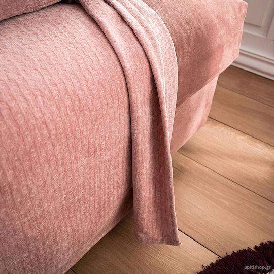 Gofis Home Valley Ριχτάρι Πολυθρόνας Chenille 180x180εκ. Sweet Pink 421/17