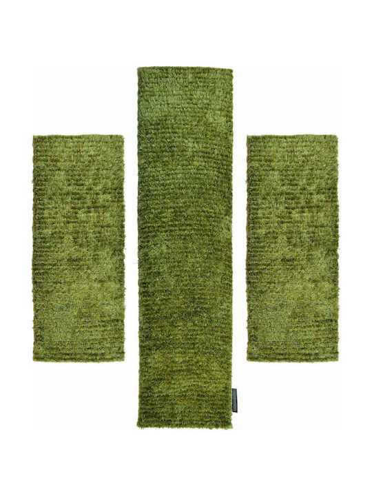 Aslanis Home Grace Modern Bedroom Rugs Set Green 3pcs
